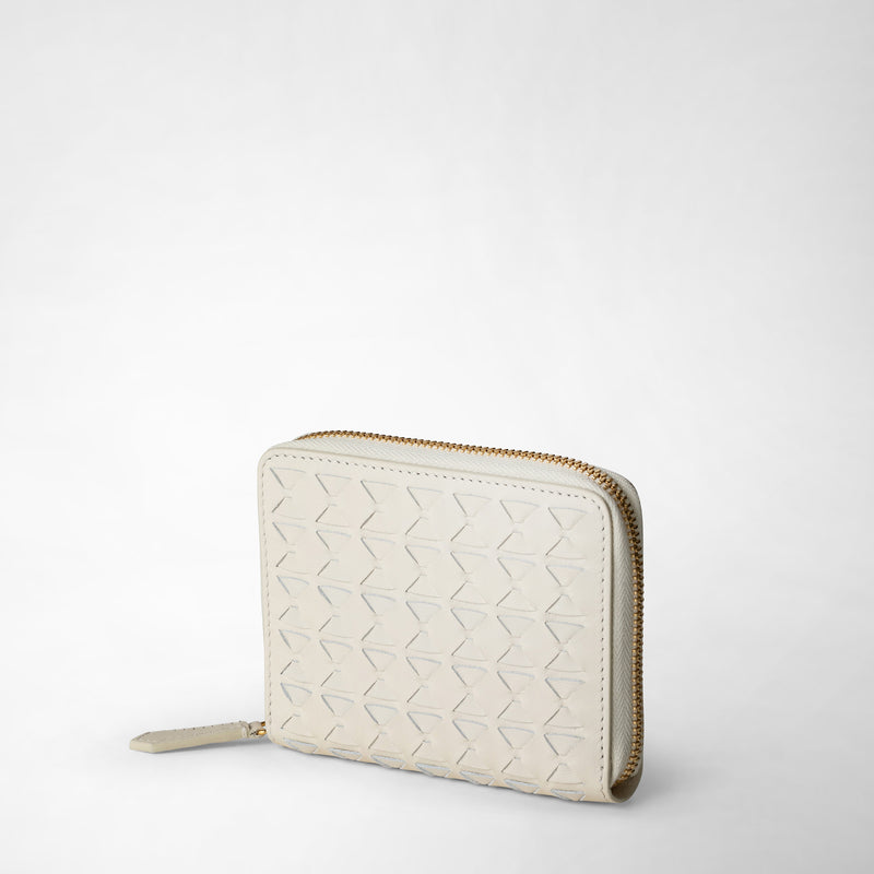 Serapian Portafoglio mini con zip in mosaico panna Moda