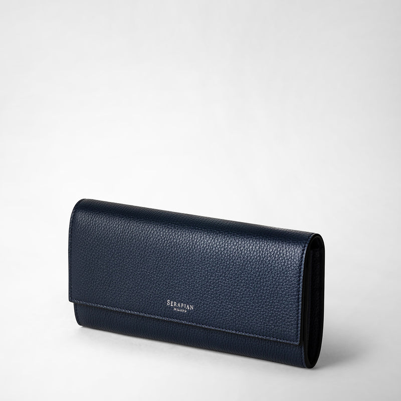 Serapian Portafoglio continental in pelle rugiada blu navy Italia