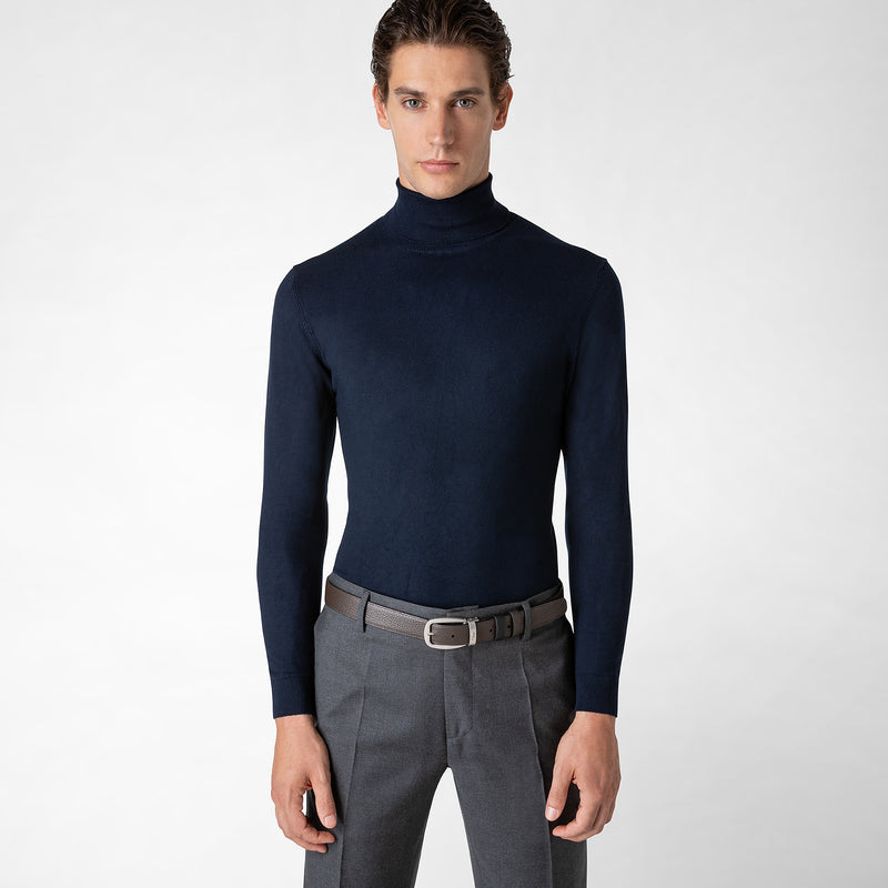Serapian Cintura reversibile in pelle cachemire nero-espresso Promozione