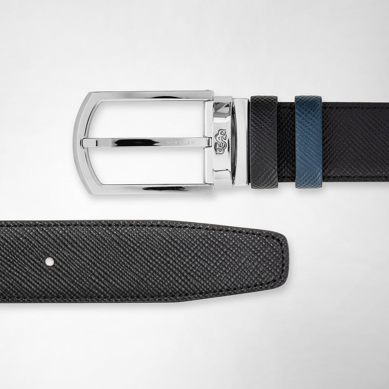 Serapian Cintura reversibile in pelle evoluzione nero-blu Pezzi Unici