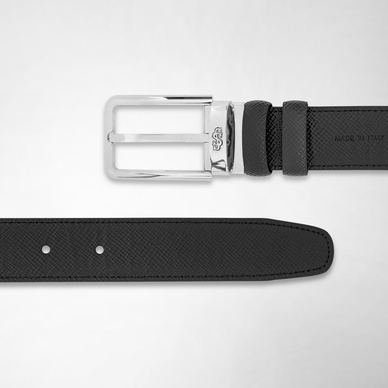 Serapian Reversible belt in evoluzione leather black navy blue Soddisfazione Garantita