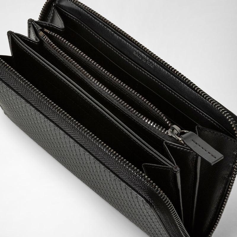 Serapian Portafoglio con zip in stepan nero-nero eclissi Qualità Garantita