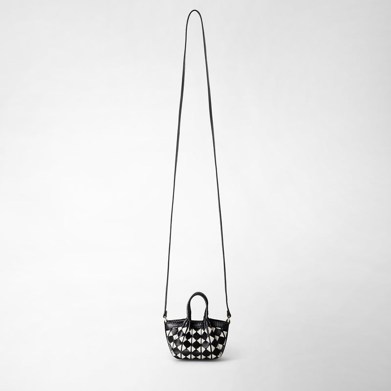 Serapian Borsa secret nano in mosaico nero-panna In Vendita