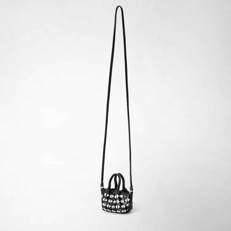 Serapian Borsa secret nano in mosaico nero-panna In Vendita