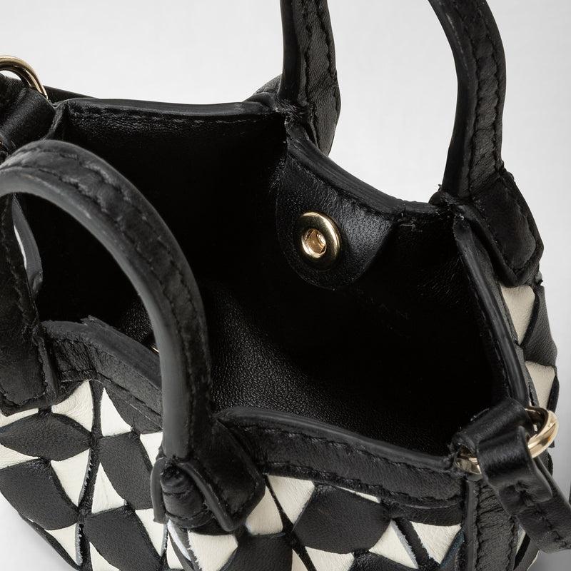 Serapian Borsa secret nano in mosaico nero-panna In Vendita