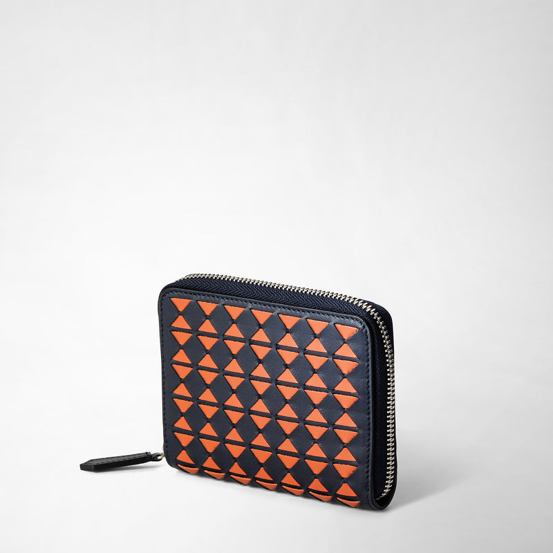 Serapian Mini zip wallet in mosaico navy blue orange Nuovo