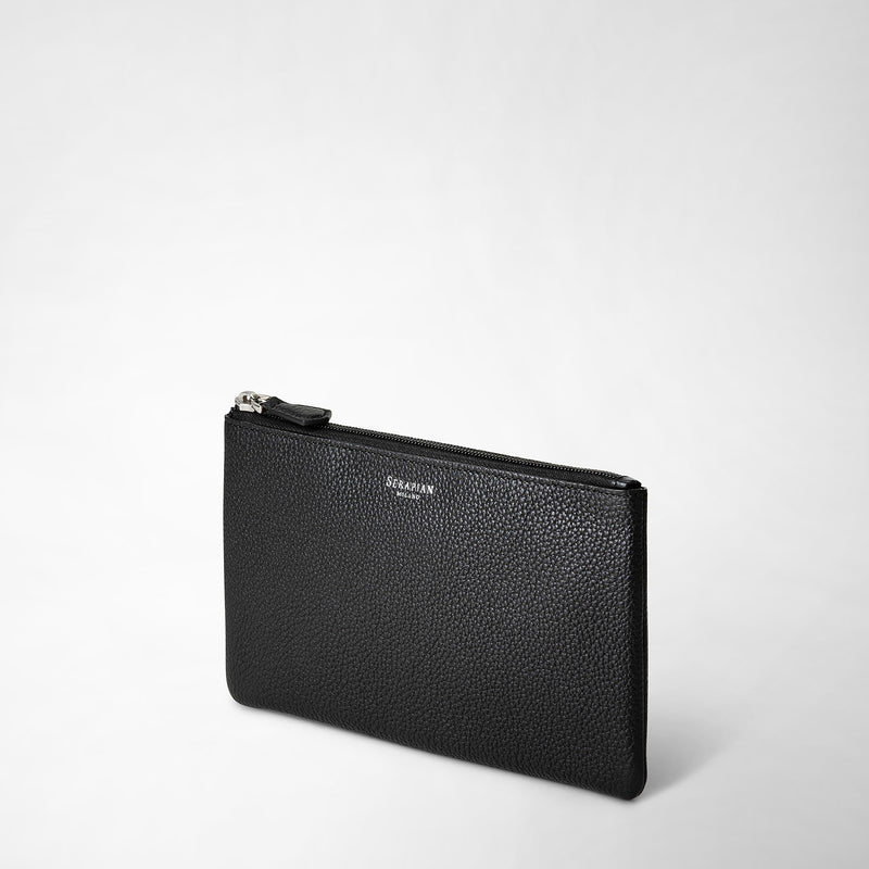 Serapian Pouch with zip in cachemire leather black Offerta