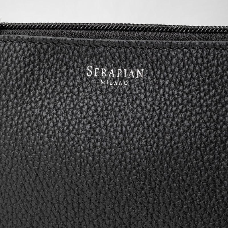 Serapian Pouch with zip in cachemire leather black Offerta