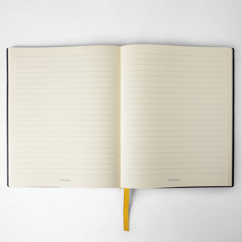 Serapian Large notebook in cachemire leather navy blue Economico