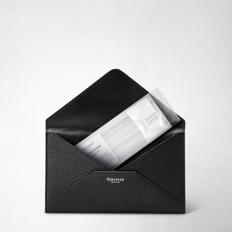Serapian Pouch in cachemire leather black Negozio