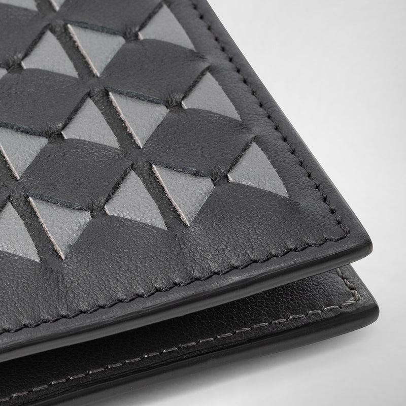 Serapian 8-card billfold in mosaico black and asphalt gray Nuova
