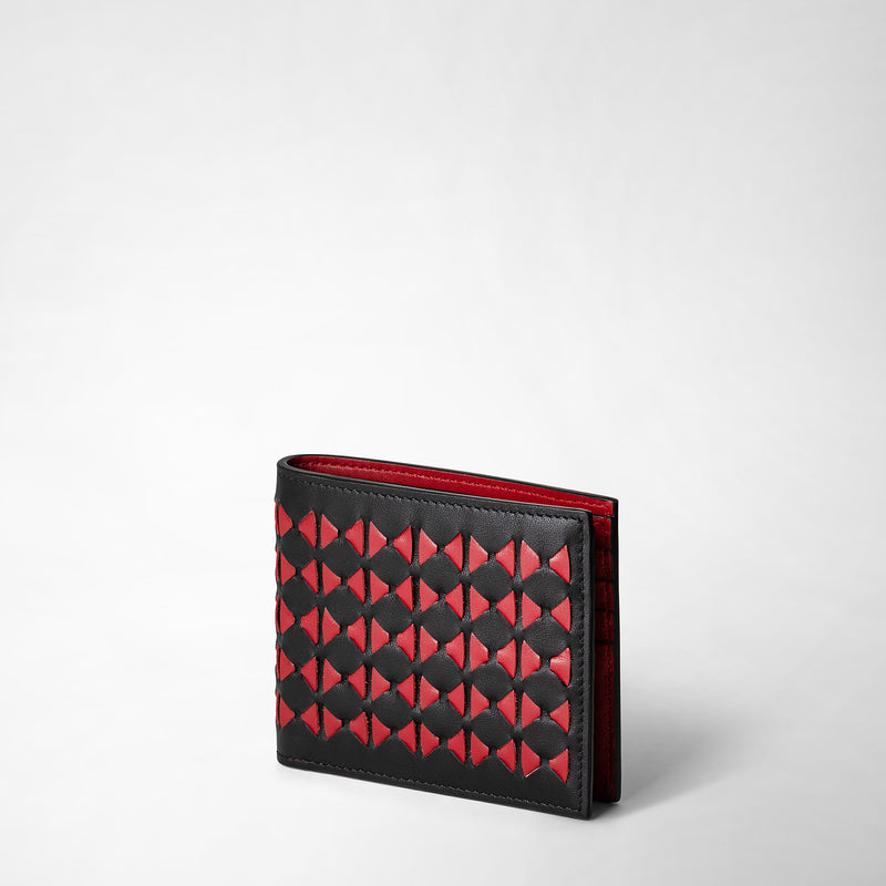 Serapian 8-card billfold in mosaico black and amaranth Moda