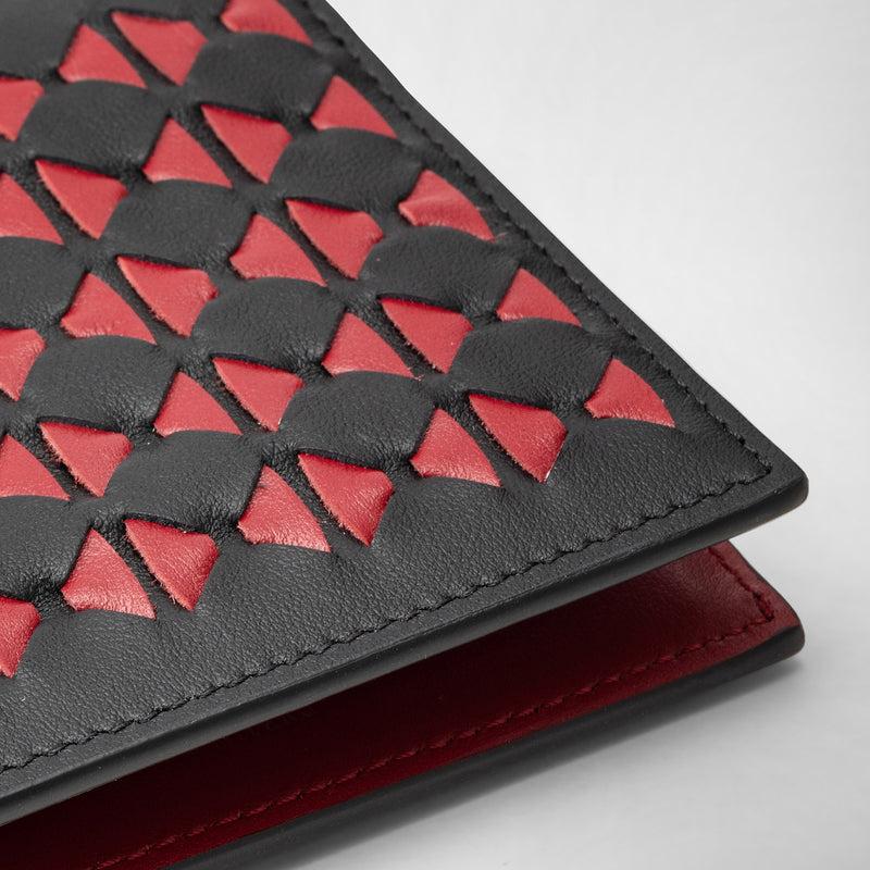 Serapian 8-card billfold in mosaico black and amaranth Moda
