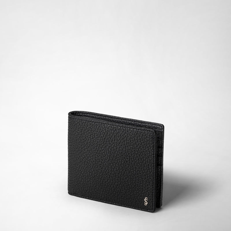Serapian Portafoglio per 8 carte in pelle cachemire nero Italy