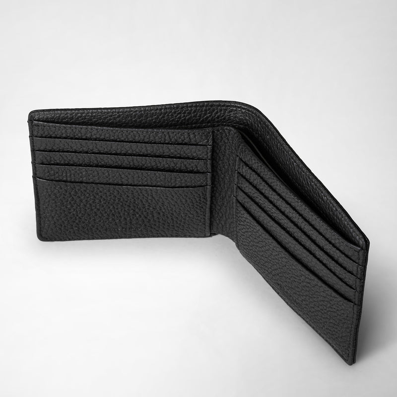 Serapian Portafoglio per 8 carte in pelle cachemire nero Italy