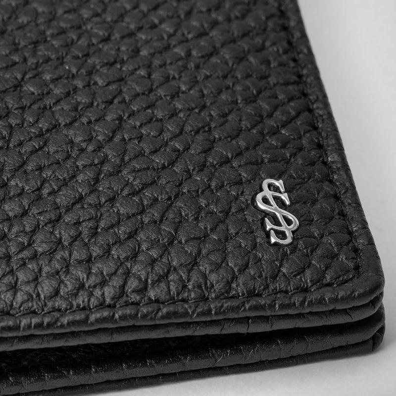 Serapian Portafoglio per 8 carte in pelle cachemire nero Italy