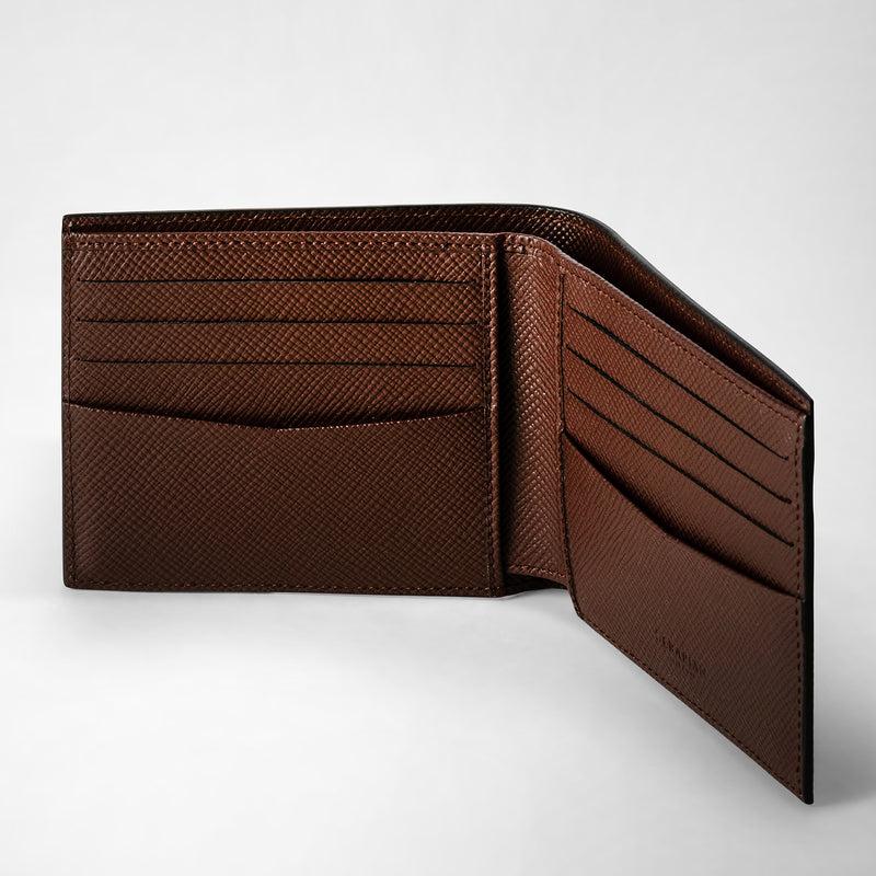 Serapian 8-card billfold wallet in evoluzione leather burgundy In Linea