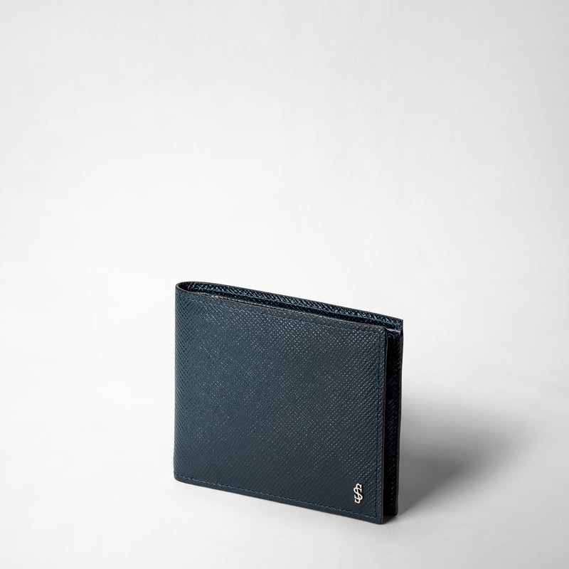 Serapian Portafoglio 8 carte pelle evoluzione blu navy Nuovo