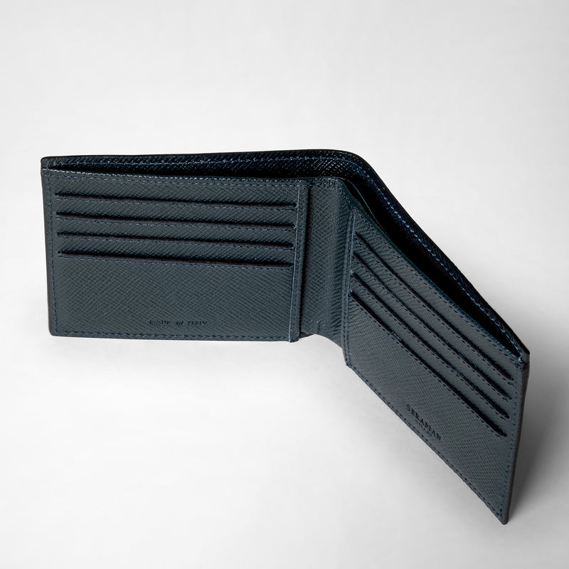 Serapian Portafoglio 8 carte pelle evoluzione blu navy Nuovo
