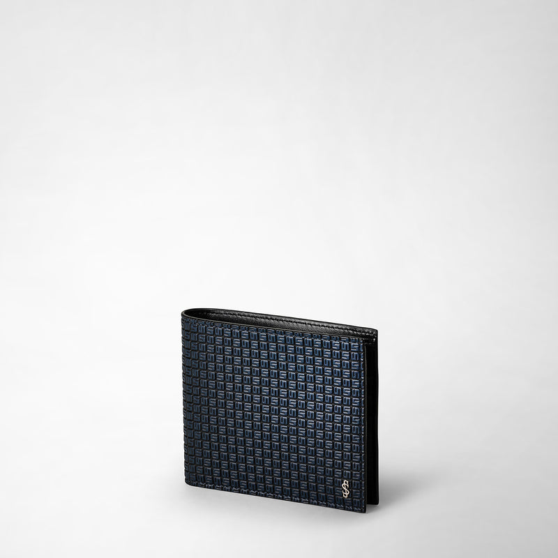 Serapian Portafoglio per 8 carte in stepan blu oceano-nero Vendita