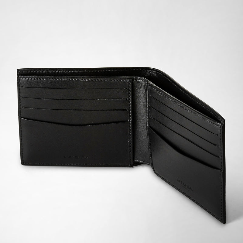 Serapian Portafoglio per 8 carte in stepan blu oceano-nero Vendita