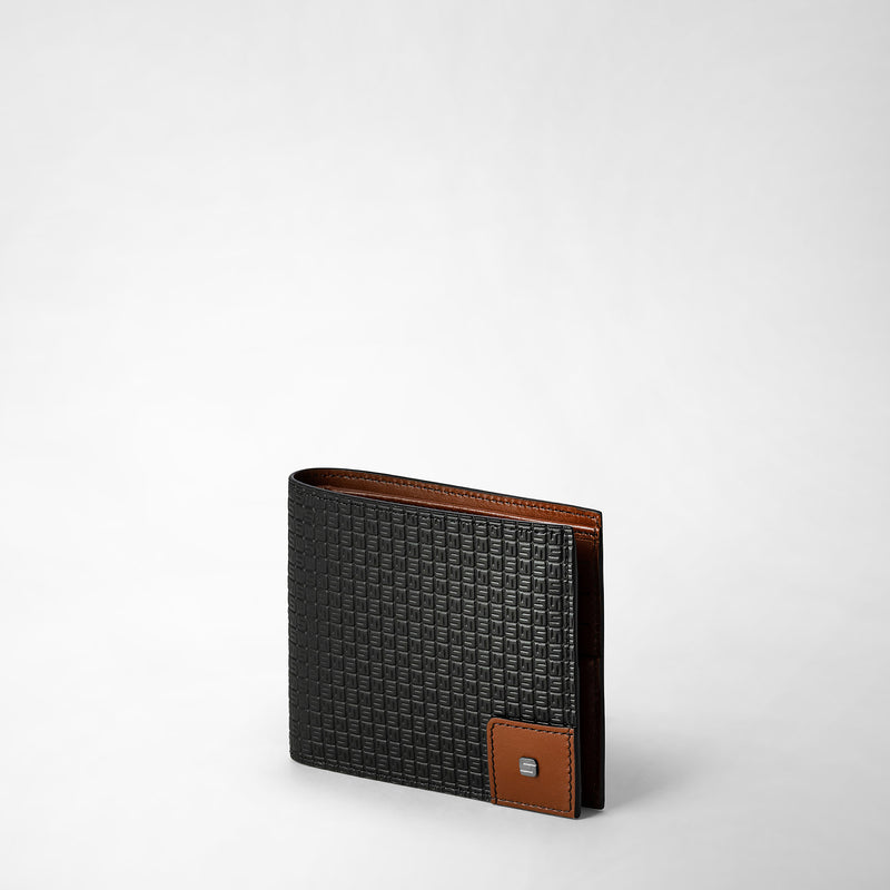Serapian 8-card billfold wallet in stepan black cuoio Promozione