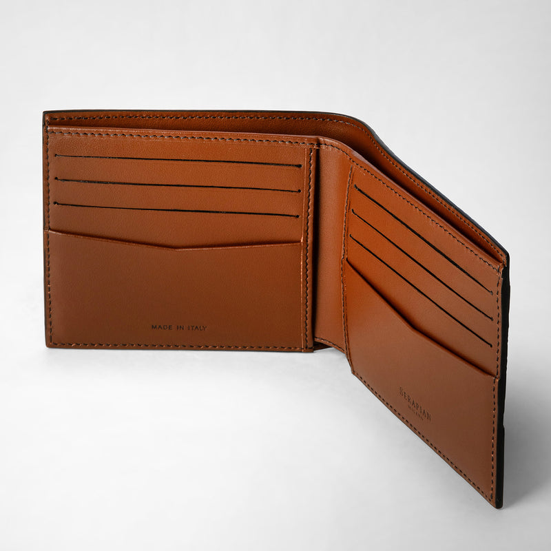 Serapian 8-card billfold wallet in stepan black cuoio Promozione