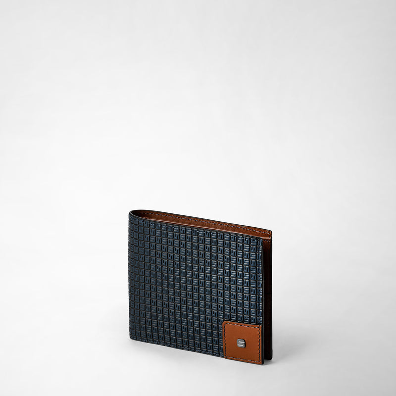 Serapian 8-card billfold wallet in stepan ocean blue-cuoio Spedizione Gratuita