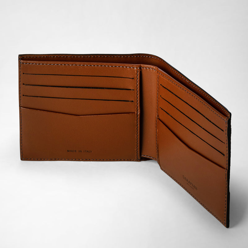 Serapian 8-card billfold wallet in stepan ocean blue-cuoio Spedizione Gratuita