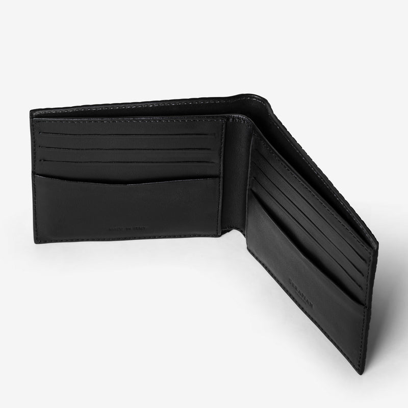 Serapian Portafoglio per 8 carte in stepan nero-nero eclissi Soddisfazione Garantita