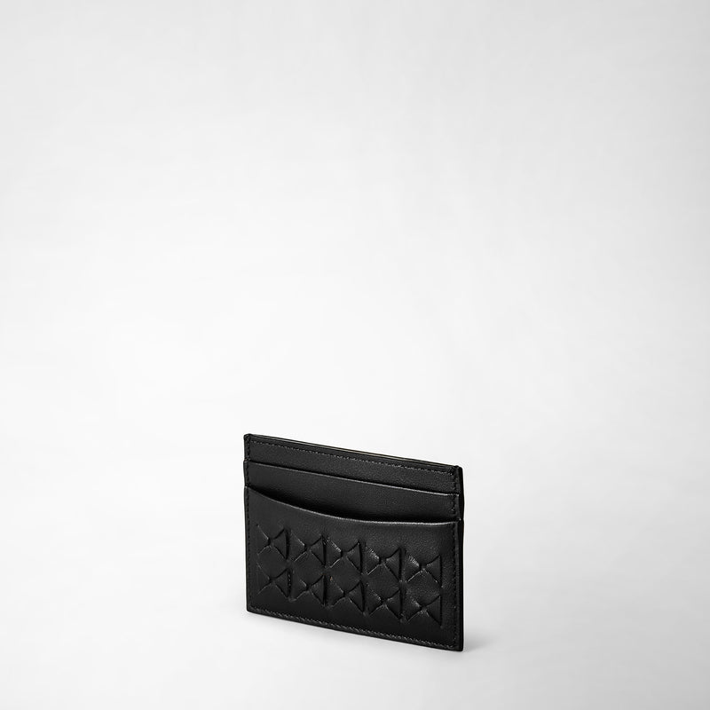 Serapian 4-card holder in mosaico black Negozi Online