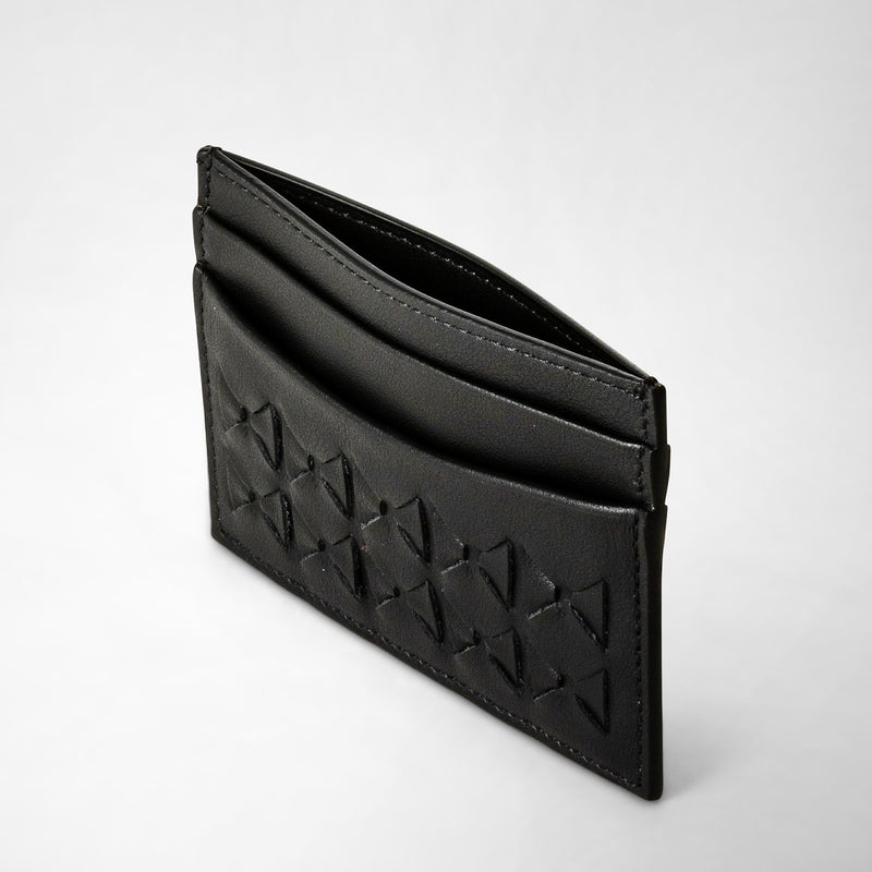 Serapian 4-card holder in mosaico black Negozi Online