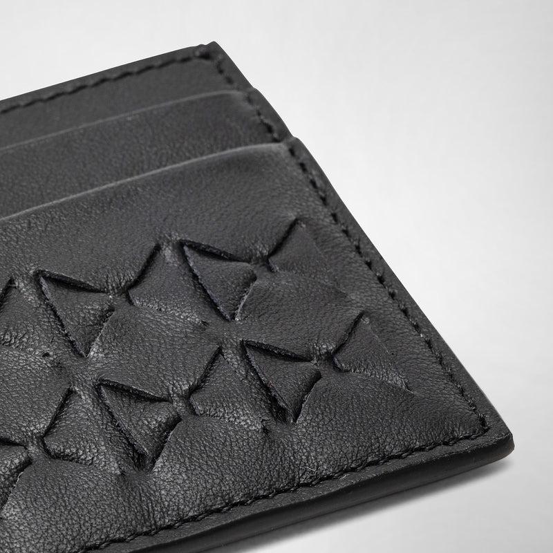 Serapian 4-card holder in mosaico black Negozi Online