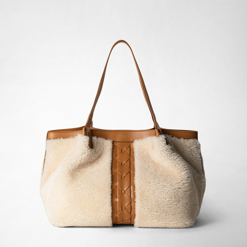 Serapian TOTE BAG SECRET PICCOLA IN SHEARLING Novità