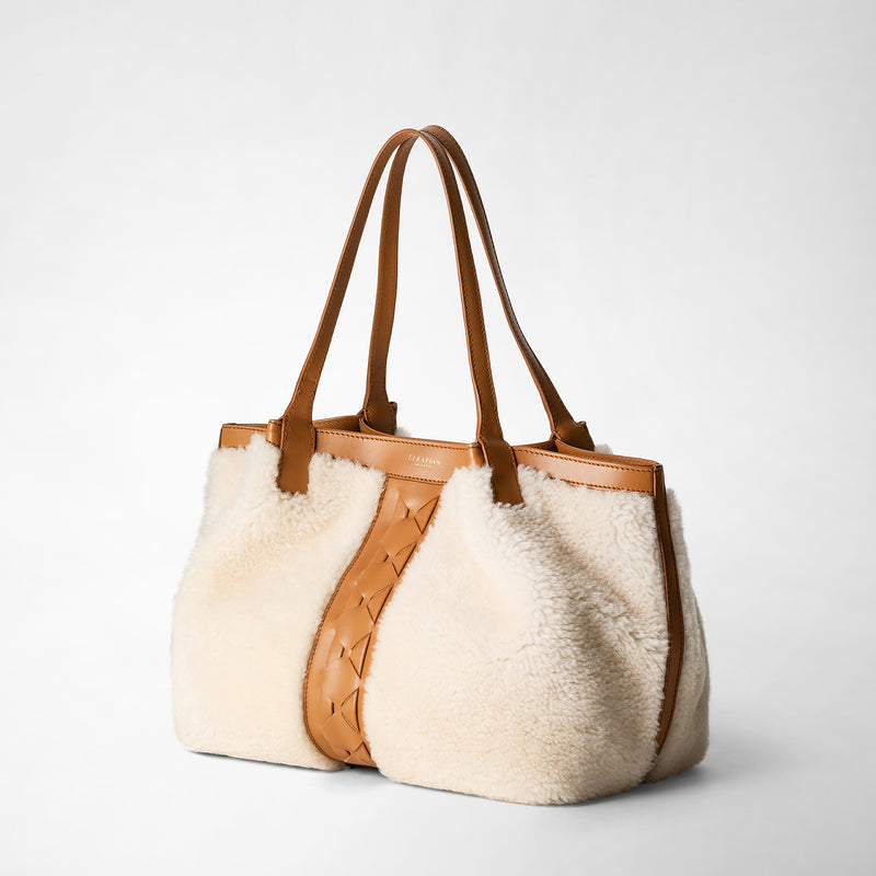 Serapian TOTE BAG SECRET PICCOLA IN SHEARLING Novità