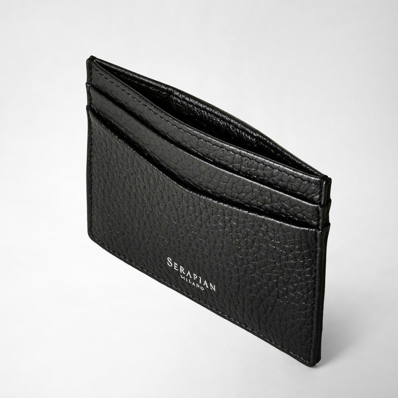 Serapian Portacarte per 4 carte in pelle cachemire nero Vendite Flash