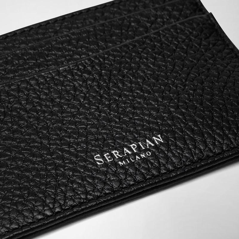Serapian Portacarte per 4 carte in pelle cachemire nero Vendite Flash