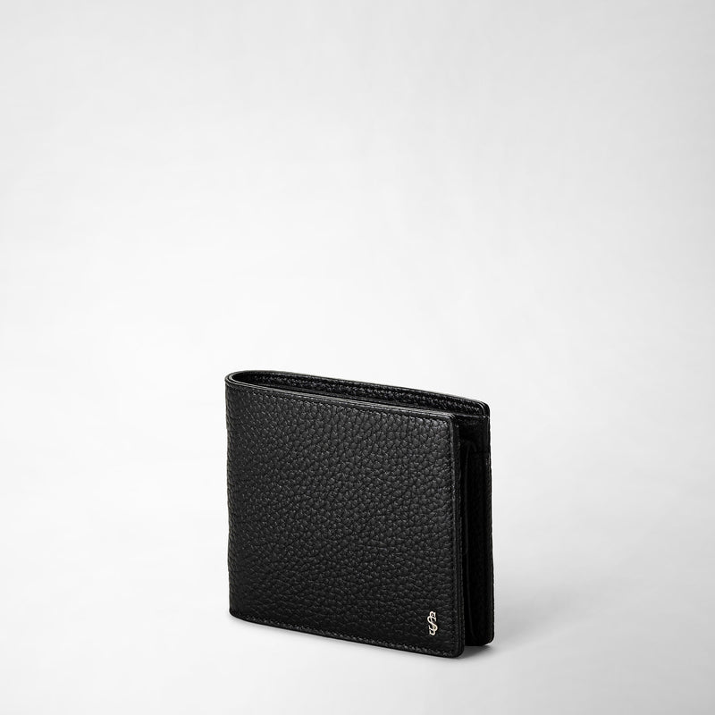 Serapian Portafoglio 4 carte portamonete pelle cachemire nero In Saldo