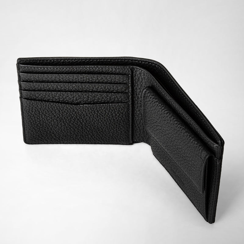 Serapian Portafoglio 4 carte portamonete pelle cachemire nero In Saldo