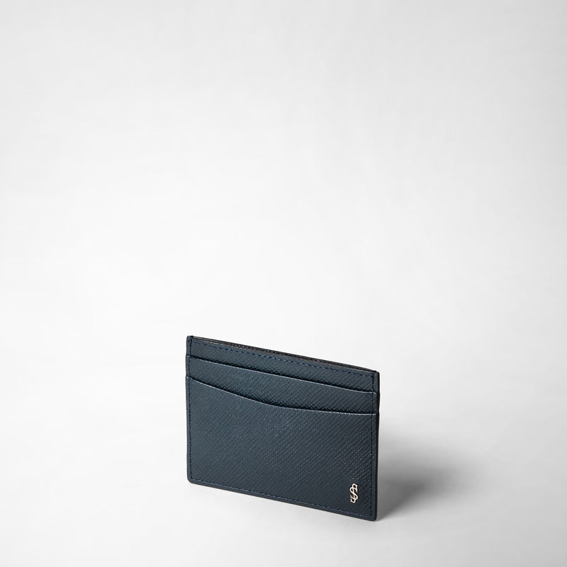 Serapian Portacarte per 4 carte in pelle evoluzione blu navy Nuova