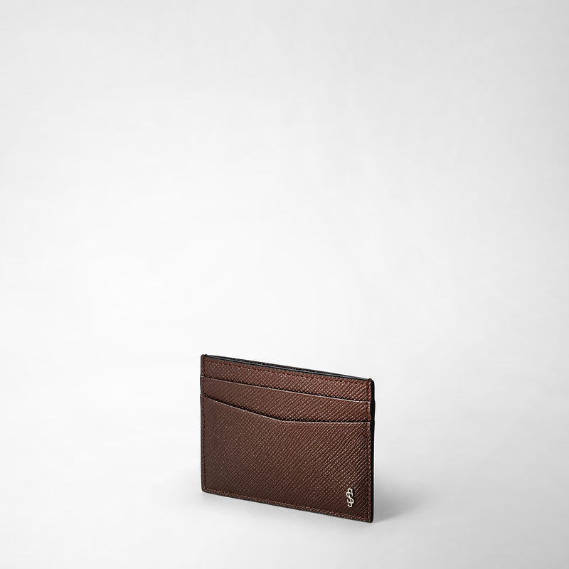 Serapian 4-card holder in evoluzione leather burgundy Moda
