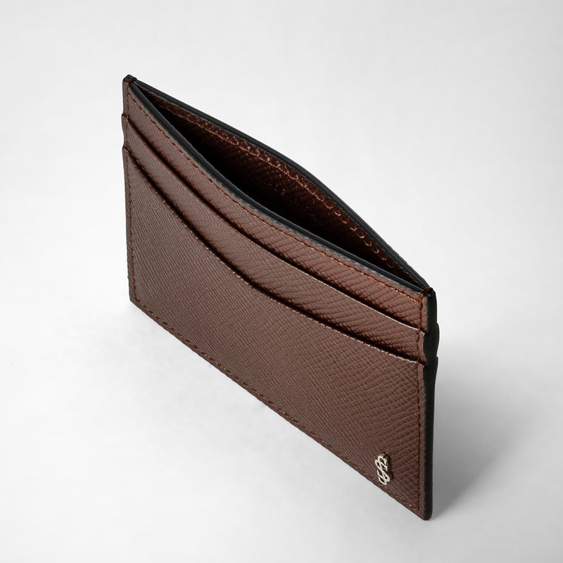 Serapian 4-card holder in evoluzione leather burgundy Moda