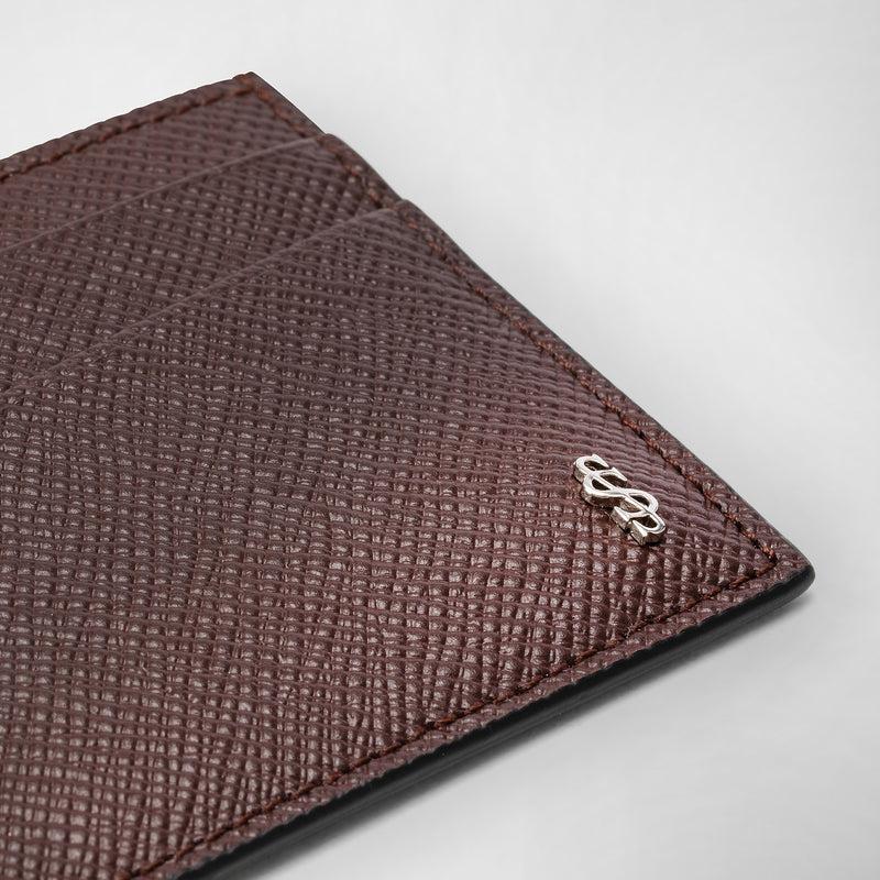 Serapian 4-card holder in evoluzione leather burgundy Moda