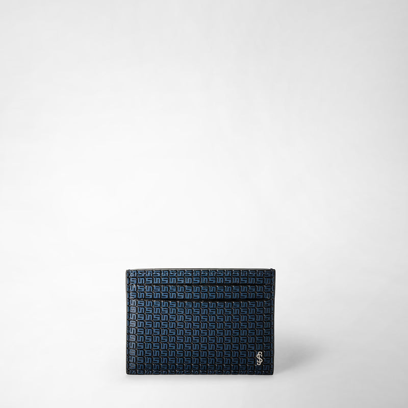 Serapian Portacarte per 4 carte in stepan blu oceano-nero