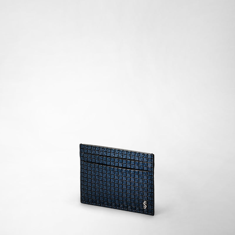 Serapian Portacarte per 4 carte in stepan blu oceano-nero Italia