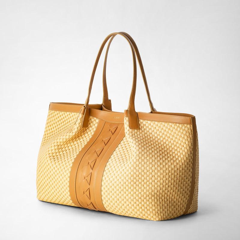 Serapian TOTE BAG SECRET IN RAFIA E PELLE SETA In Linea