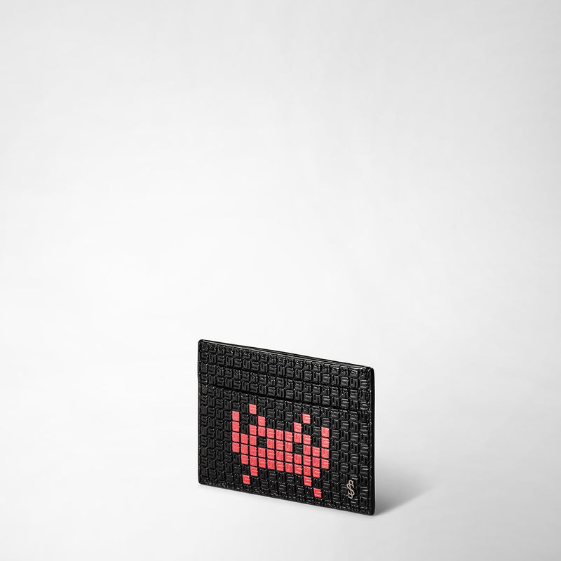 Serapian Portacarte 4 carte stepan nero-rosso space invaders Prezzo Ridotto