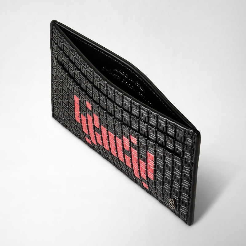Serapian Portacarte 4 carte stepan nero-rosso space invaders Prezzo Ridotto