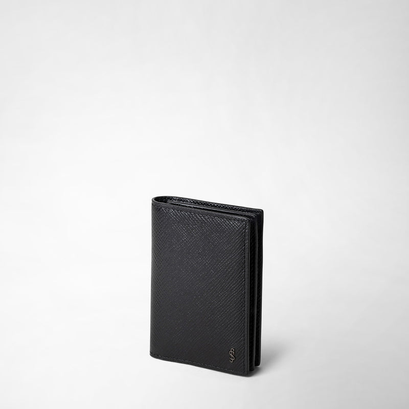 Serapian Business card case in evoluzione leather eclipse black In Linea