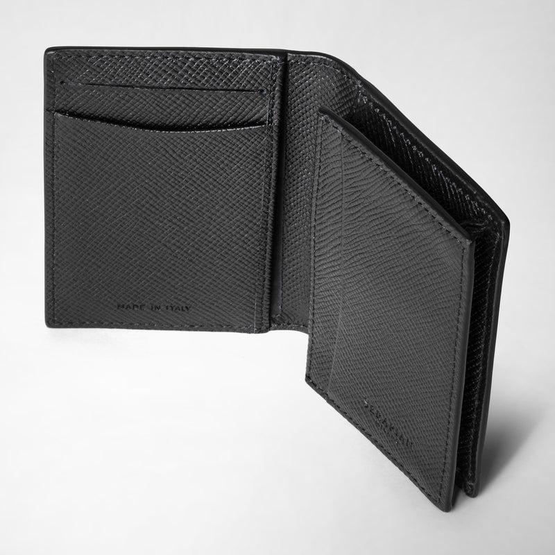 Serapian Business card case in evoluzione leather eclipse black In Linea